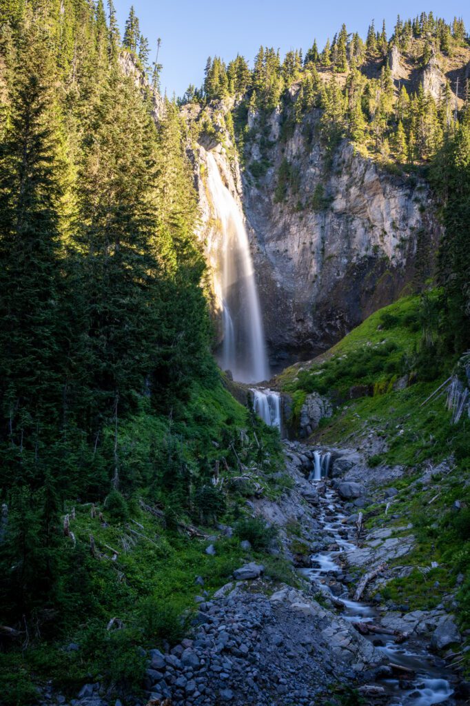 Comet Falls from the Comet Falls Trail in the early morning