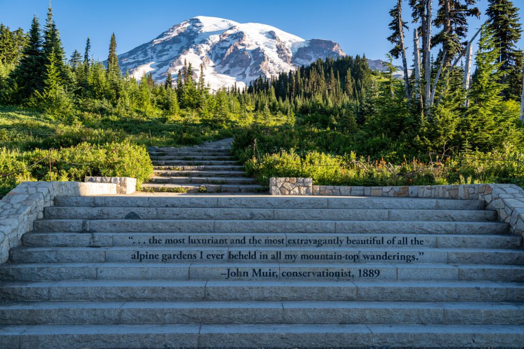 The beginning of the Skyline Trail features a John Muir quote