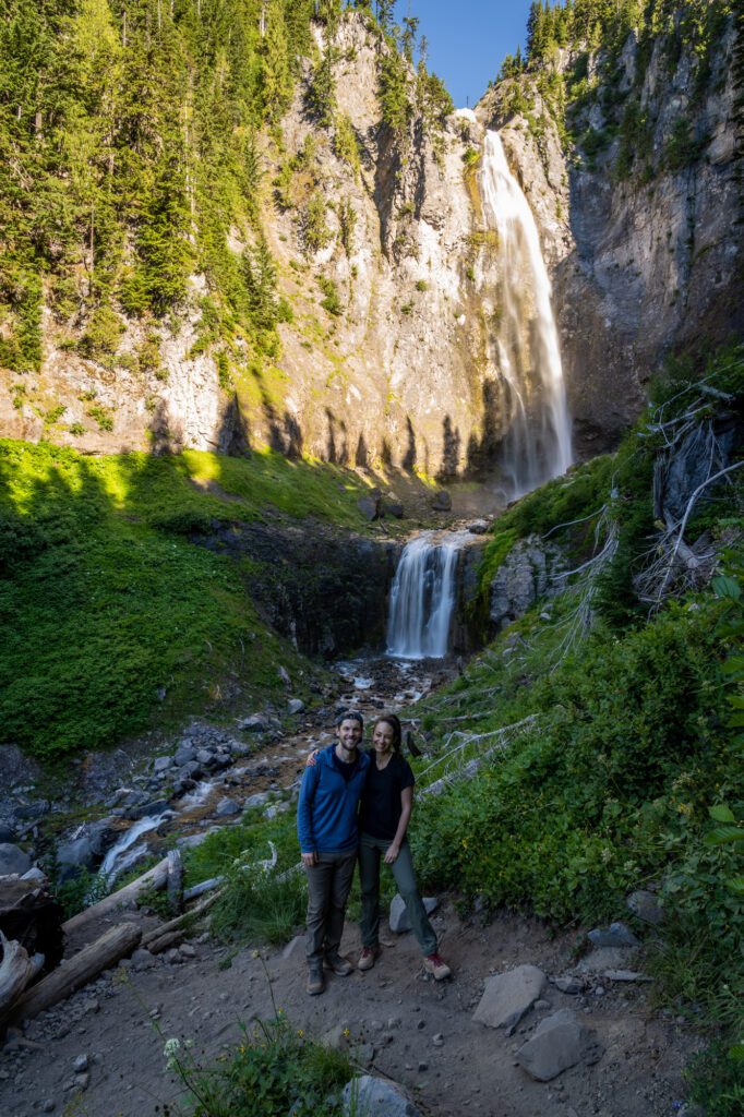 Matt and Alysha at Comet Falls in Mount Rainier National Park