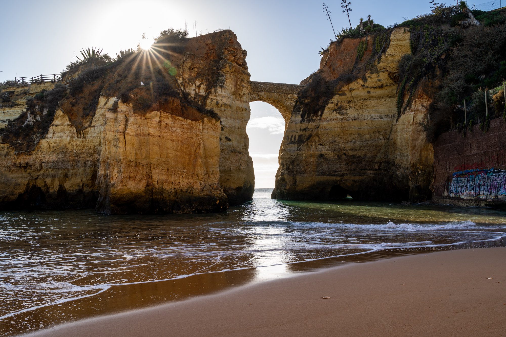 Praia dos Estudantes in the Algarve on a cool winter morning